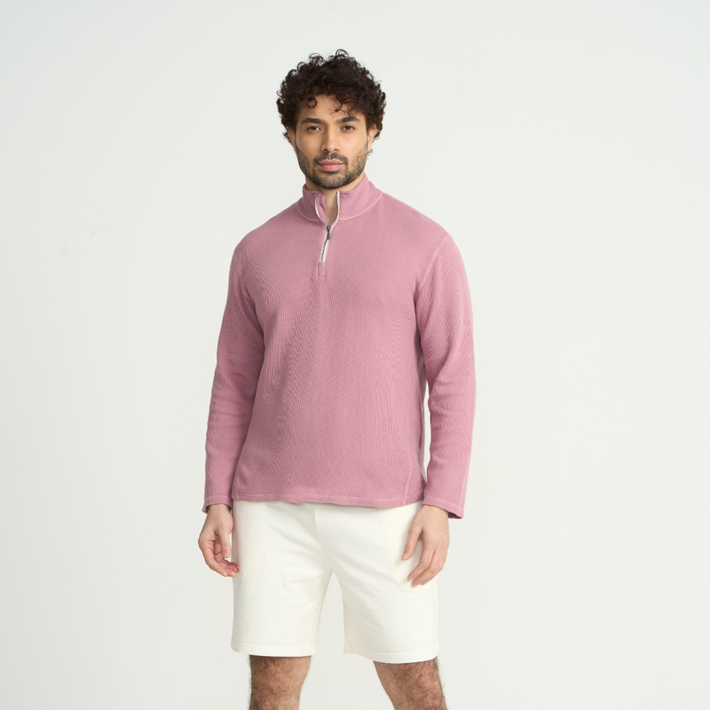 Classic Men's Quarter Zip Sweatshirt - Waffle