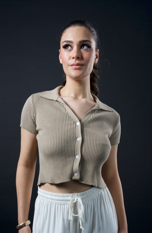 Lounge Collared Crop Top