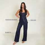 Wide-Leg Denim Pants (Twill)