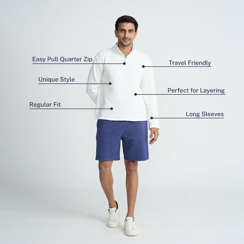 Classic Men's Quarter Zip Sweatshirt - Waffle